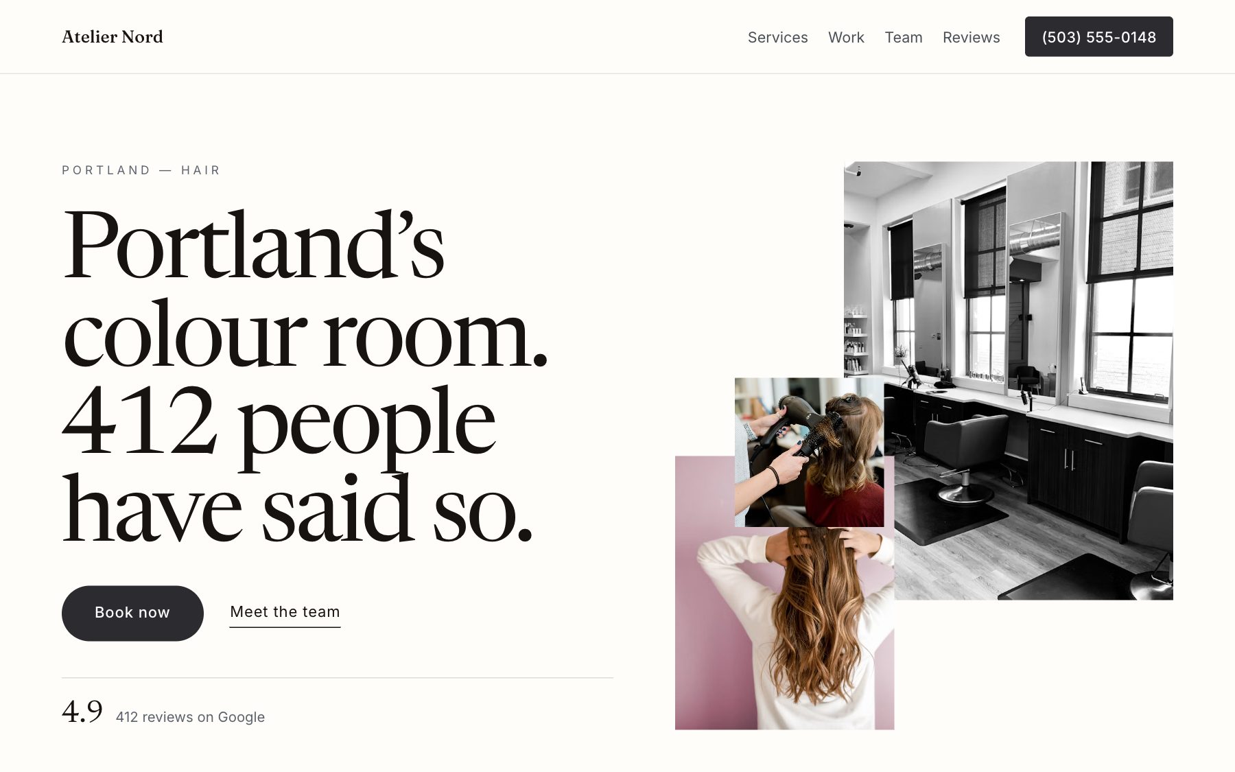 Atelier Nord — a hair salon · portland site built by Orabeam
