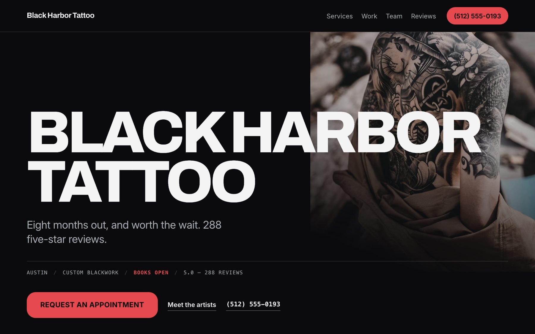 Black Harbor Tattoo — a tattoo studio · austin site built by Orabeam